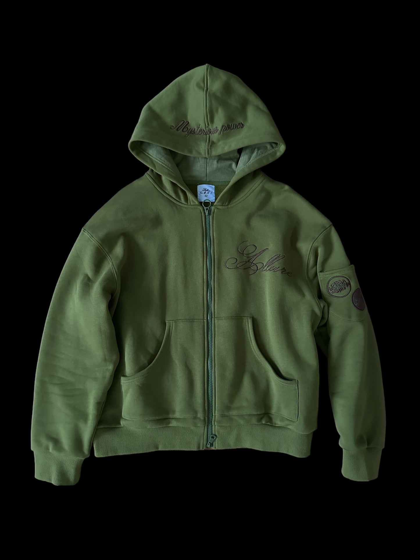 Allure Olive Green Zip Up Hoodie